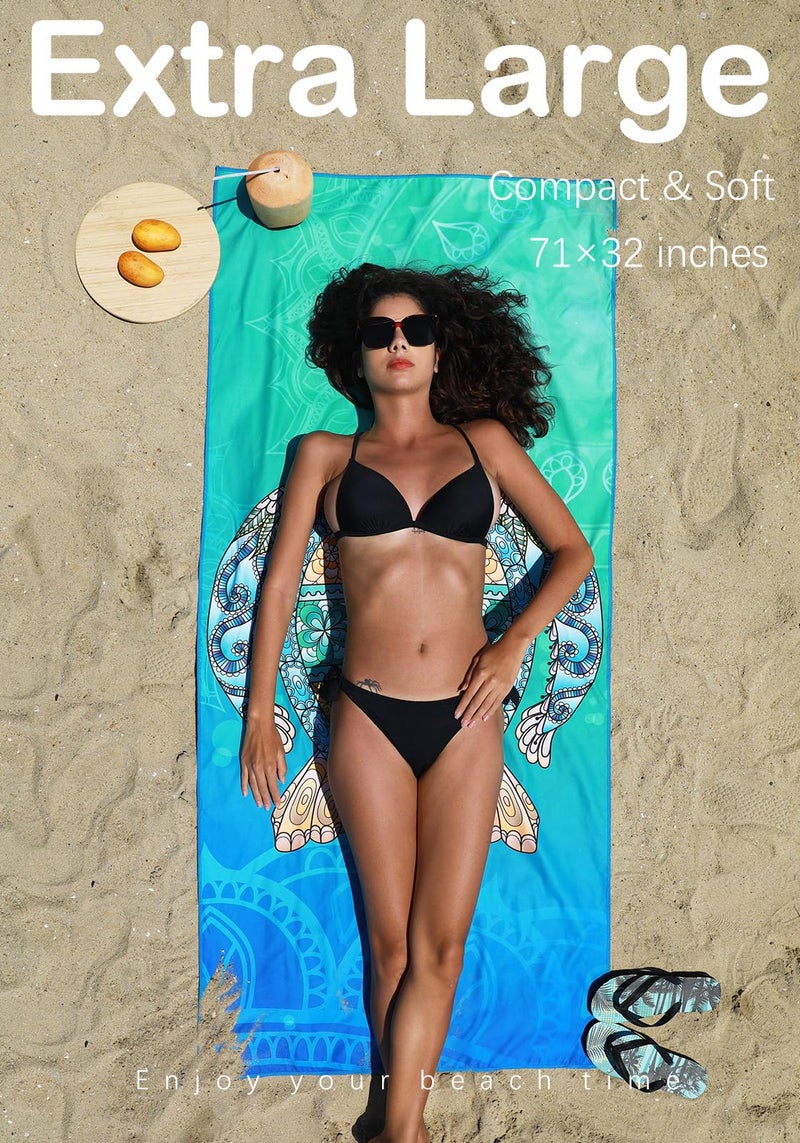 Widdonen Microfiber Lightweight Beach Towel Sand Free Quick Dry Absorbent Thin Compact Towels for Swimming Pool Camping Beach Accessories Large Easy Pack Travel Things for Vacation Essentials Gift Adult - Image 3